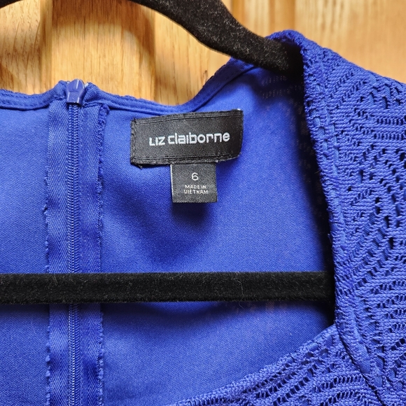 Liz Claiborne Lacey Fully Lined Midi Short Sleeve Dress ALine Silhouette - Picture 8 of 9